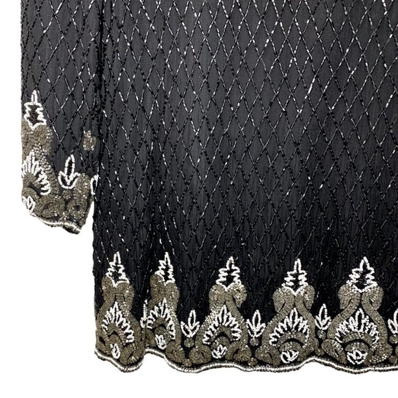 VINTAGE BARUNI Jazz Club Art Deco Sequin and Beaded Longline Evening Tun… - Picture 7 of 8